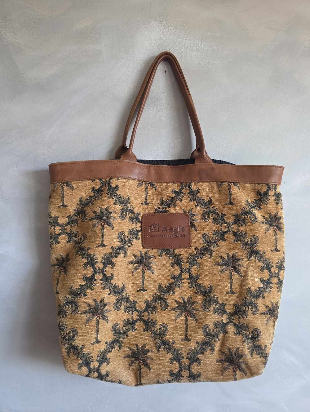 Vintage Aegis Mortgage Corp Promo Palm Tree Tapestry Tote Bag 90s 00s Niche